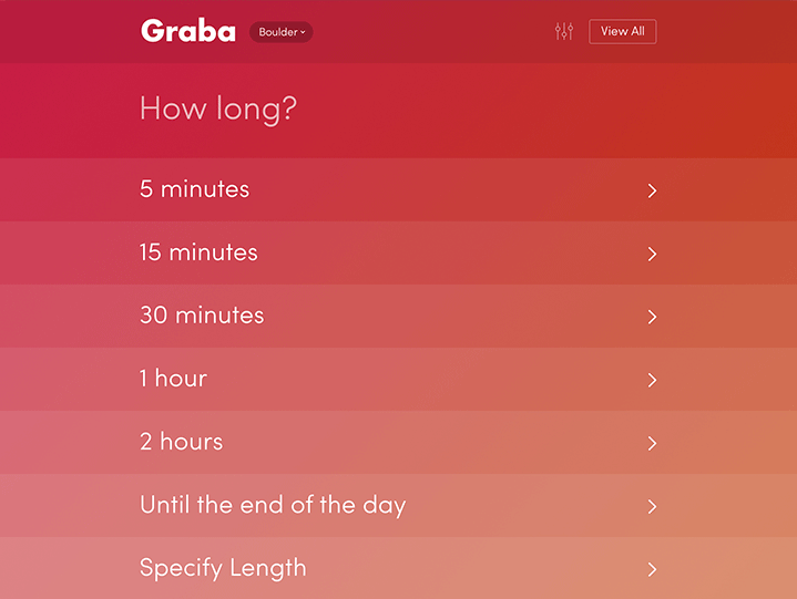 Meeting length selection screen